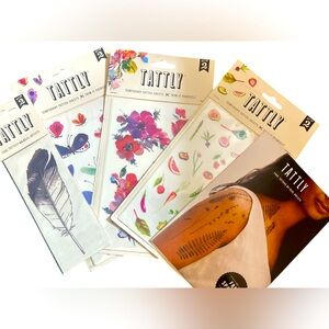New Lot of 5 Packages of TATTLY Temporary Tattoos Sets- Huge Variety! , NWT